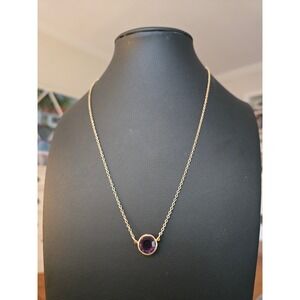 Avon Gold Tone Purple Crystal Necklace Vintage Simple Dainty